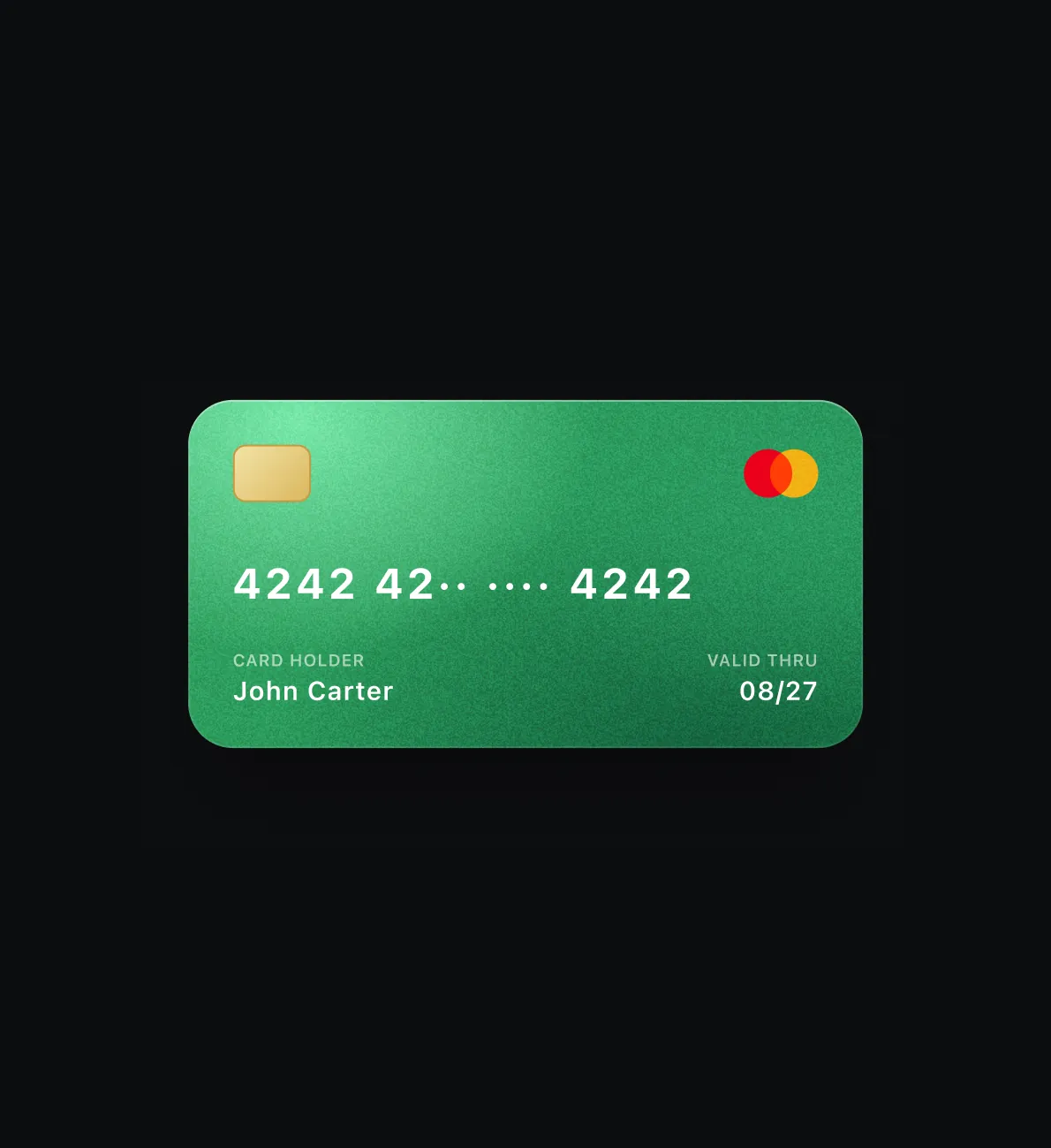 Close-up of the prepaid Mastercard with a masked card number
